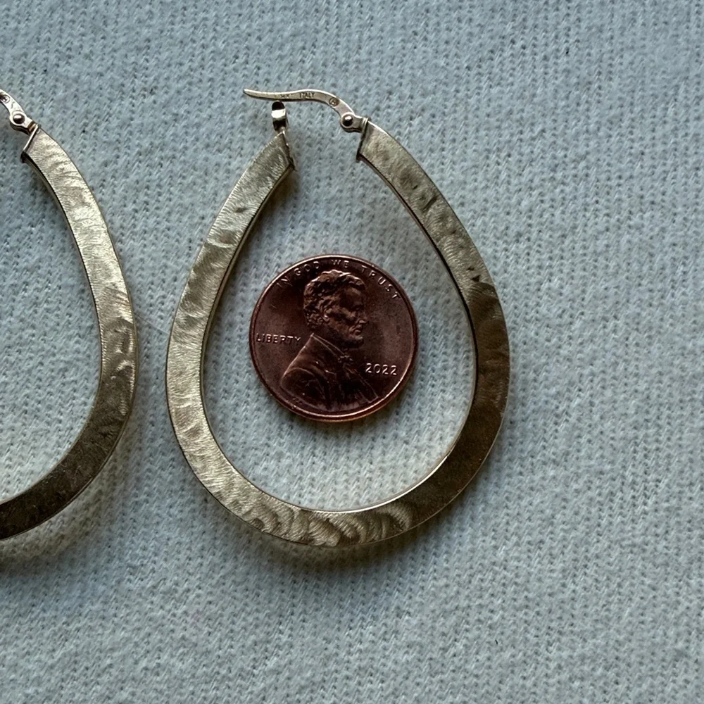 Gold 14kt Teardrop Hoop Earrings - Made in Italy - Picture 3 of 6